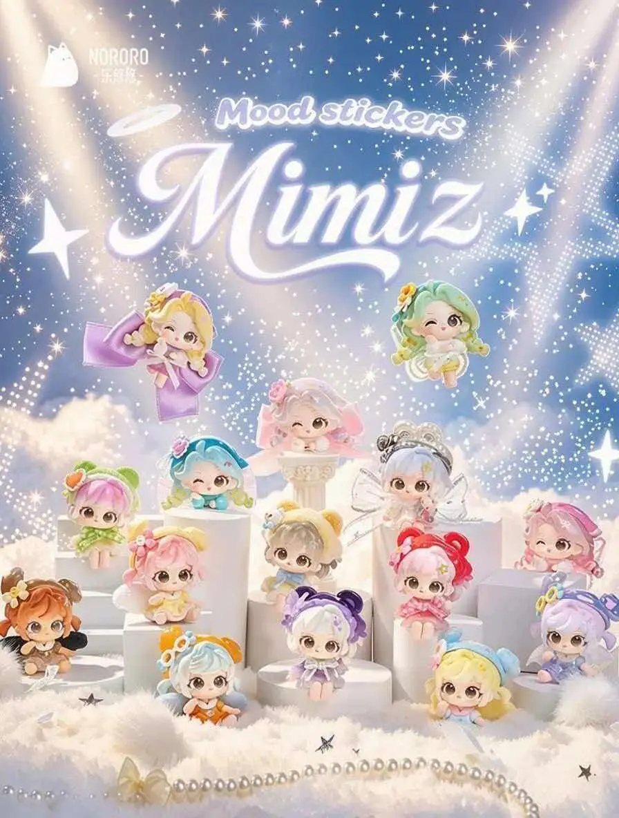 Mimiz Mood Stickers Series Blind Box Figure, 12 Non-Repeating Cute Kawaii Art Toy, Soft Pastel Character Collectible Desk Decor Gift for Girls and Collectors