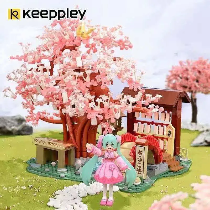 KEEPPLEY Hatsune Miku Cherry Blossom Shrine Building Blocks Set