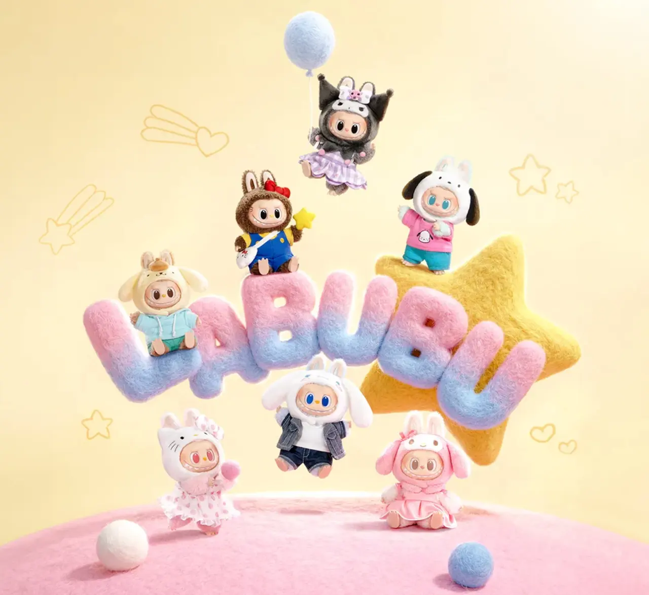Labubu THE MONSTERS x Hello Kitty and Friends Series-Vinyl Plush Pendant Blind Box