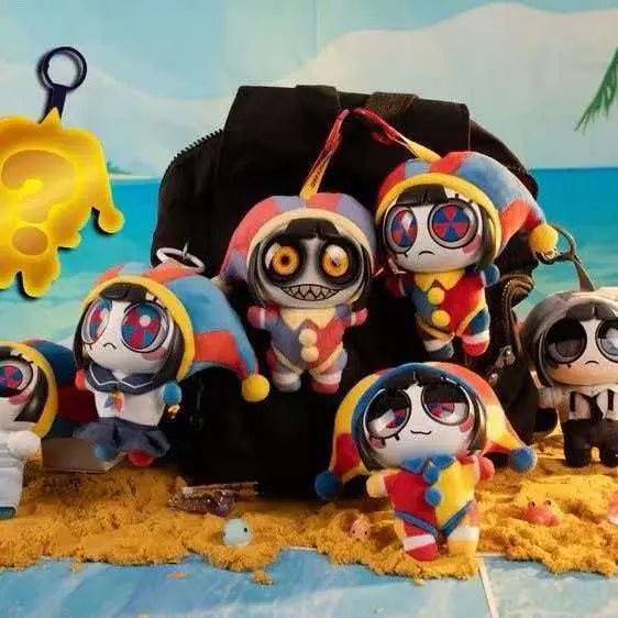 The Amazing Digital Circus Plush Keychain, Cute Circus Jester Stuffed Doll Bag Charm Pendant, Soft Plush Keyring for Backpack Handbag, Anime Cartoon Collectible Gift for Fans