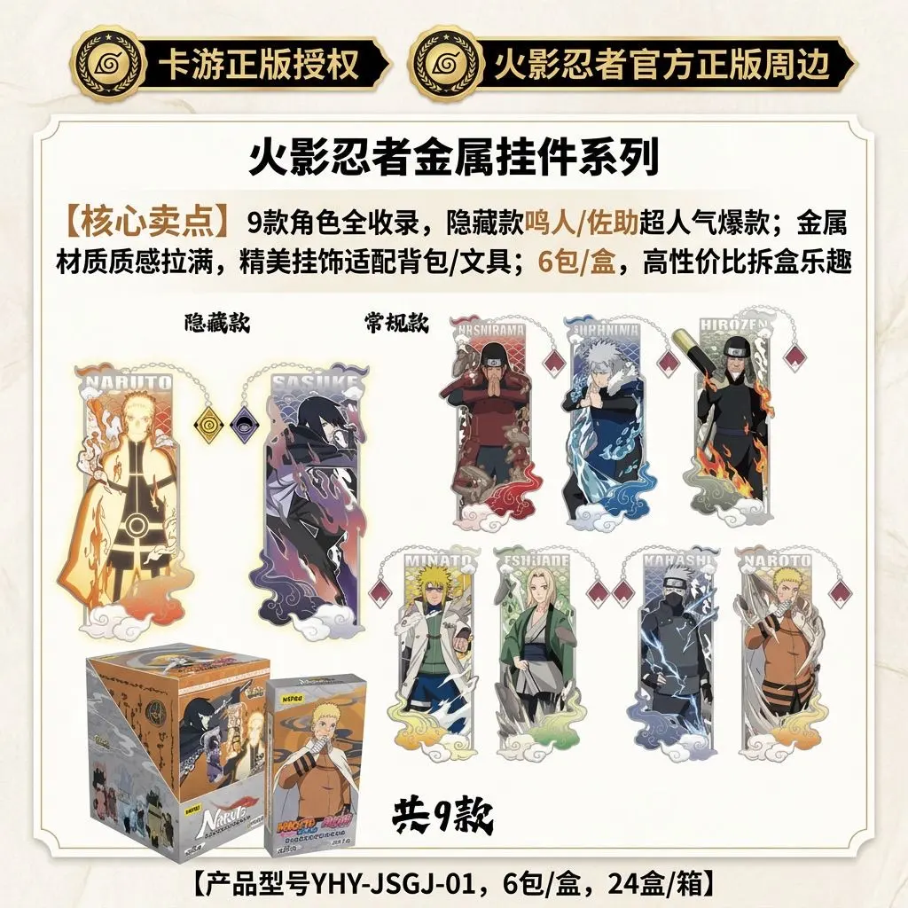KAYOU Naruto Metal Keychain Blind Pack Vol.1, 6 Packs Per Box, 1Pcs Metal Pendant Per Pack, Official Licensed Anime Character Hanging Ornament