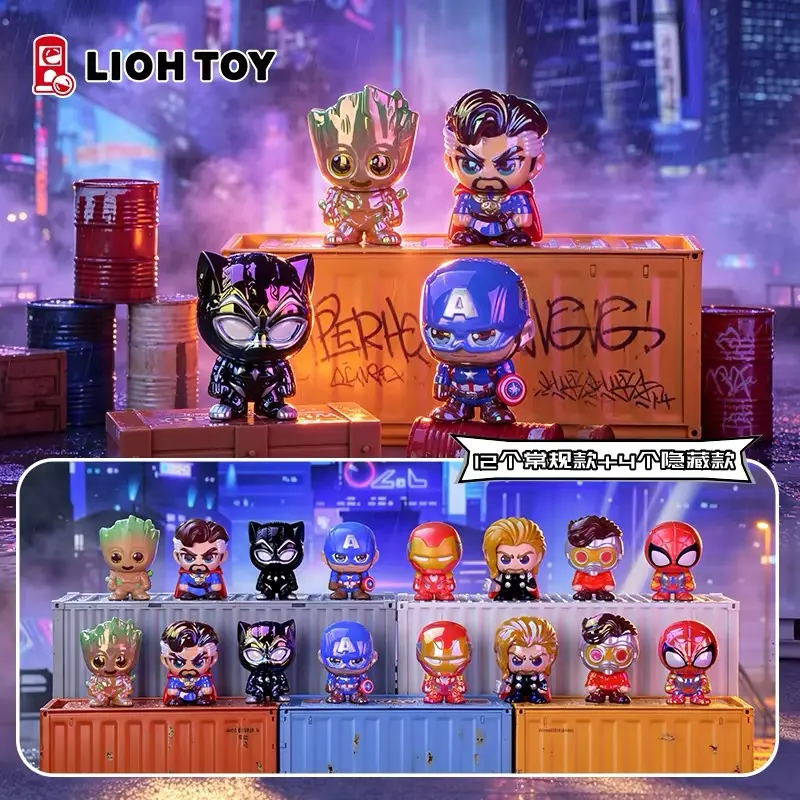 LIOH TOY Marvel Heroes Assemble Blind Bag, Cute Mini Character Figurine, Desktop Ornament Collectible Model, Gift for Fans,12Pcs/Set