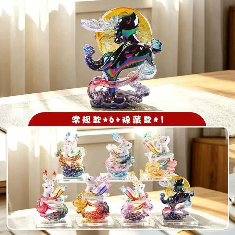 Mythical Kirin & Auspicious Beast Collectible Crystal Glass Figurine Blind Box Set