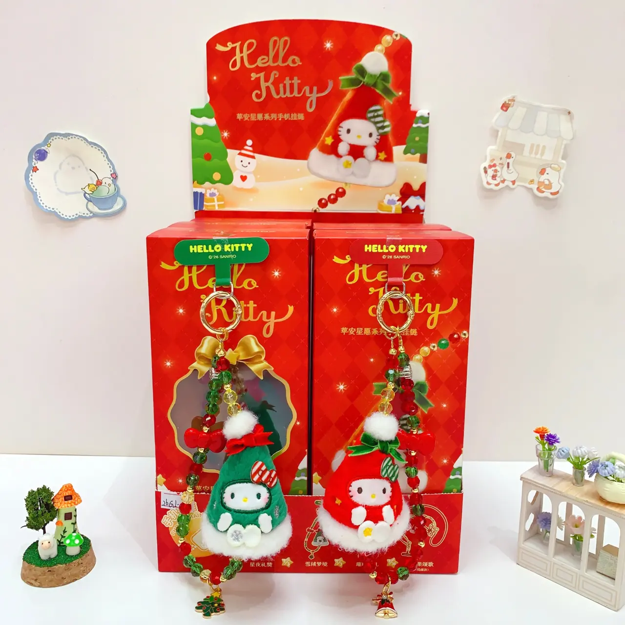 Hello Kitty Christmas Plush Beaded Keychain Blind Box