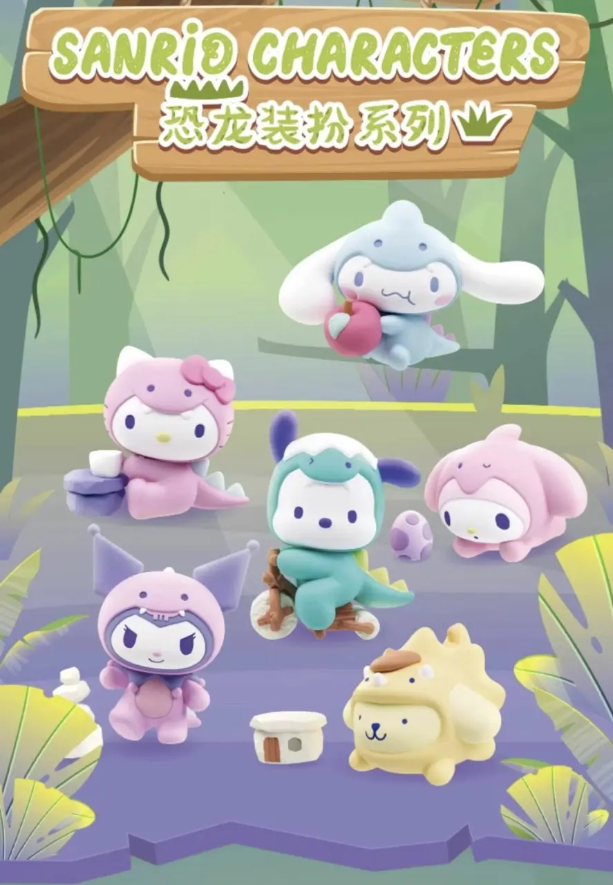 Genuine Sanrio Family Dinosaur Costume Series Blind Box – Cute Anime Peripherals, Figurines, Desktop Ornaments, Gifts