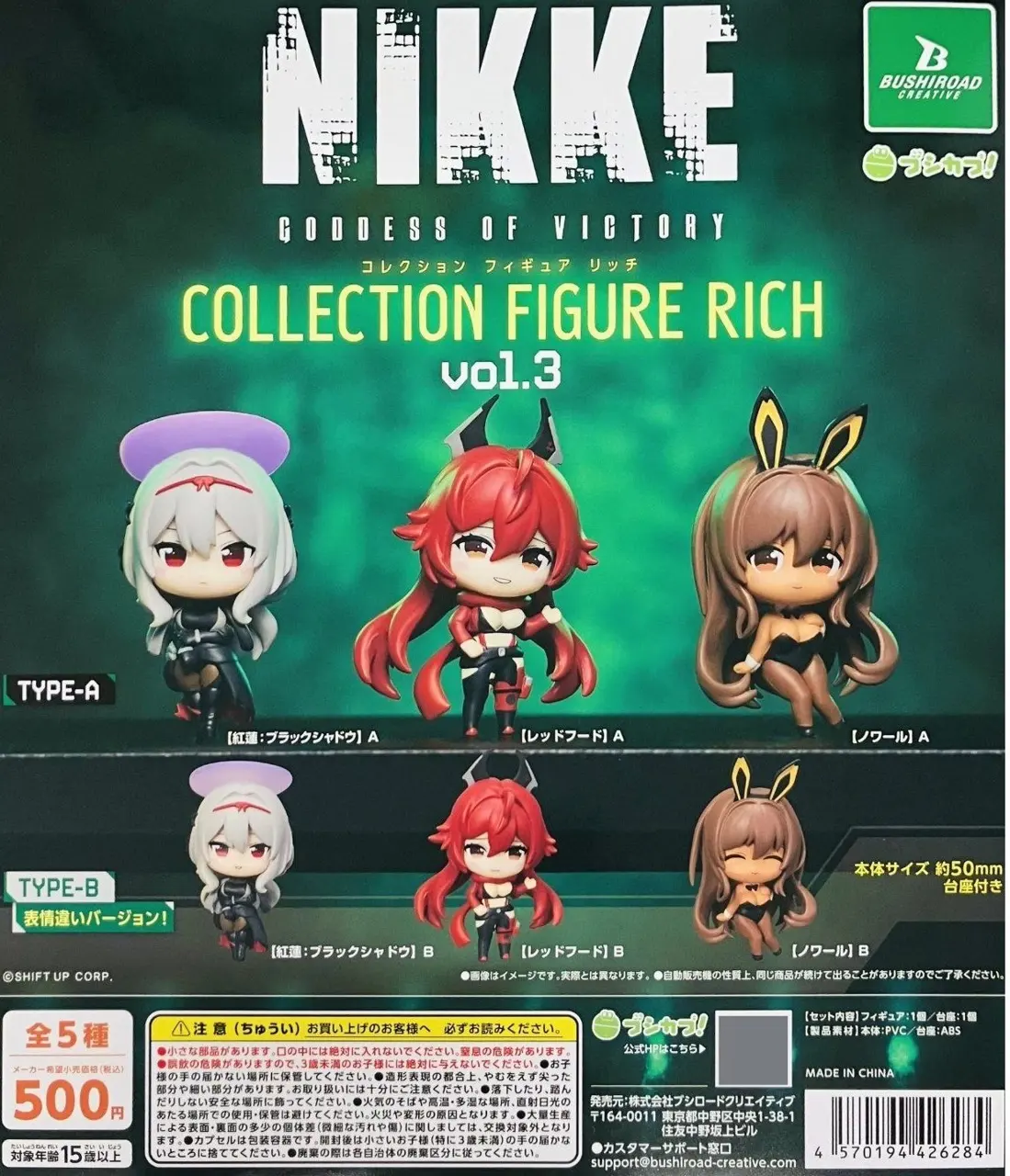 Bushiroad Goddess of Victory NIKKE Collection Figure Rich Vol.3, Collectible Mini Figure Capsule Toy Gashapon Φ65mm