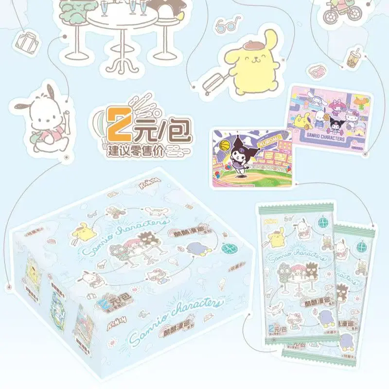 KAMAH Sanrio Characters Cool Tour Collectible Cards Double Glow Pack, Officially Licensed Anime Trading Card Blind Box, Cute Character Collection Cards for Fans