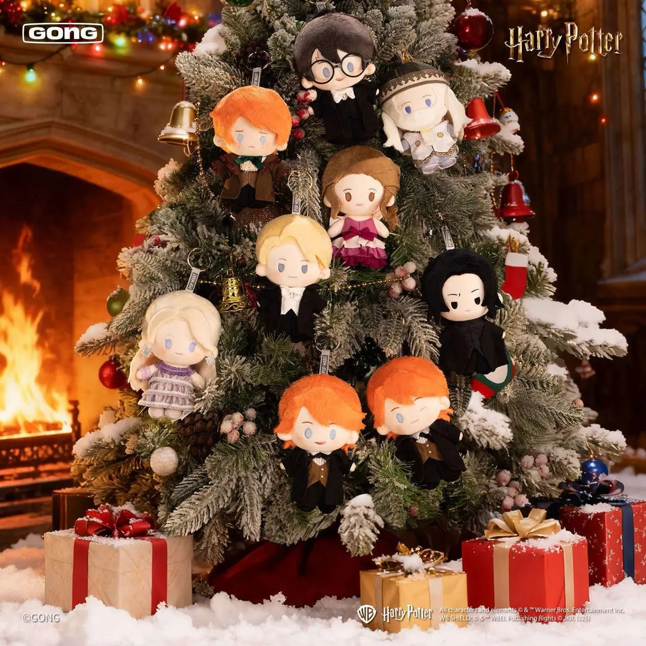 POP MART x GONG Harry Potter Ballroom Series Plush Pendant Mystery Blind Box, Cute Magic Academy Yule Ball Stuffed Doll Keychain, Collectible Christmas Tree Ornament & Desk Decor Gift, Single Box / Full Set